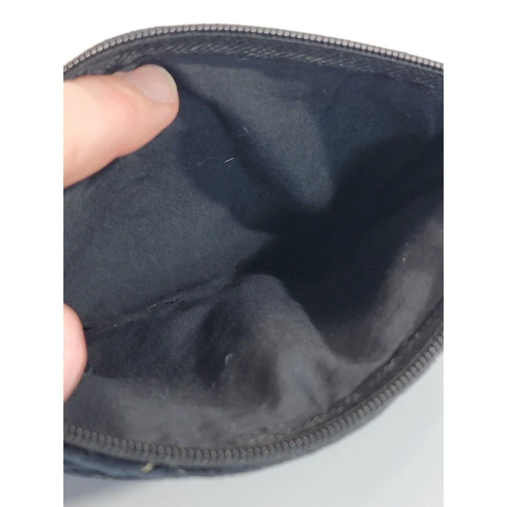 Macchia di Ruggine Black & Orange Velvet Quilted Zip Pouch Bag Purse Clutch EUC‎